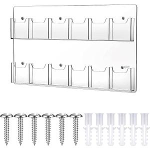 Eersida Acrylic Brochure Pamphlet Holder Brochure Display Stand Business Tri Fold Multi Slot Holder Rack Wall Mount Clear Pocket Space Saver for Flyer Literature Menu Advertise(12 Pockets)