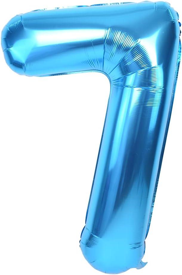 TONIFUL 40 Inch Blue Large Numbers Balloon 0-9 Birthday Party Decorations,Foil Mylar Big Number 7 Balloon Digital 7 for Birthday Party,Wedding, Bridal Shower Engagement Photo Shoot, Anniversary