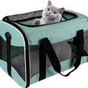 Cat Carrying Case Pet Dog Carrier Soft-Sided Cat Bag Airline Approved, Pet Travel Carrier Up to 15 Lbs, Collapsible Cats Carrier Dog Carrier for Medium Small Cats Dogs(17x11x11 Green)