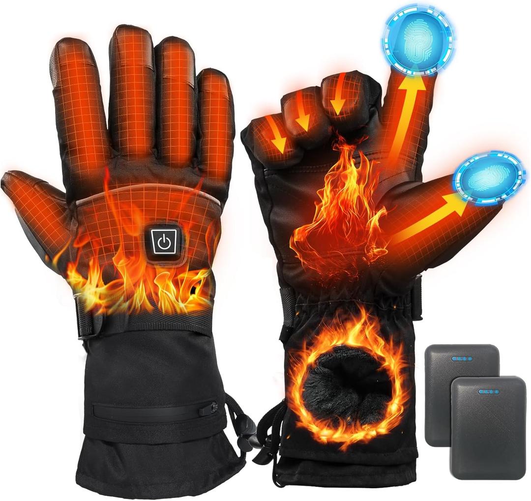 Minthouz Heated Gloves for Women Men, Rechargeable Heated Gloves with Touchscreen, Waterproof Electric Heating Gloves Warmer Gloves for Winter Skiing Outdoor Worker