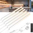 V4light Plug in Under Cabinet Lighting, 6 Pack 12 Inch Ultra-Slim LED Light Bars, Smart App/Voice/Remote Control, Works with Alexa, Dimmable & CCT Adjustable, 5W/Bar, for Kitchen, Closet, Counter