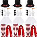 3 Sets Women Christmas Snowman Costume Kit Snowman Hat Tutu Skirt Carrot Nose Gloves Scarf Balls Striped High Socks for Women Party Christmas Accessories Cosplay
