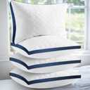 King Size Pillows Set of 4 - Cooling Hotel Luxury Bed Pillows for Sleeping 4 Pack, Supportive Breathable Down Alternative Gusseted Pillow for Side Stomach or Back Sleepers (Sapphire Blue)