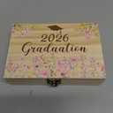Resurhang 60 Pcs Pink Floral Rose Graduation Wood Card Box Giveaways 2026 for Guests Keepsake Box 2026 Advice and Wishes Cards with Pen Class of 2026 Gifts for The Grad Party Decorations