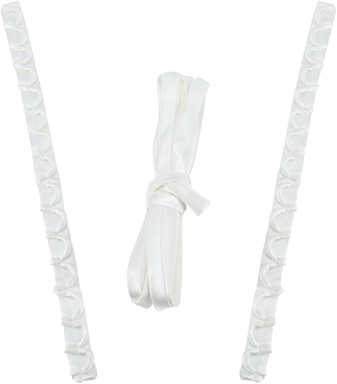 GORGECRAFT Wedding Gown Corset Kit Zipper Replacement Dress Zipper Extender Gown Corset Kit Zippers Replacement Adjustable Fit Satin Corset Kit Loops for Bridal Corset Prom Dress Strap (White)