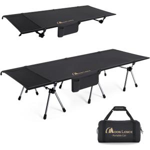 MOON LENCE Height Adjustable Camping Cot - Supports 330 lbs, Portable Folding Bed with Leg Extenders for Camping, Hiking, Sleeping, 1 Pack, Black