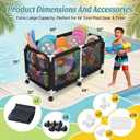 280 Gallon 69" Pool Storage Bin XXL Extra Large Swimming Pool Float Storage Bin, Pool Noodles Holder, Toys, Floats, Balls and Floats Equipment Mesh Rolling Bin for Garden Lawn, 69" Lx32 Wx35 H (Black)
