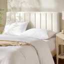 Hearth & Harbor Upholstered Queen Headboard - Easy Assemble Channel Stitched Headboard Queen Size - Wall Mounted Headboards with 3D Soundproof Wall Panels Peel & Stick Floating Headboards, Off White
