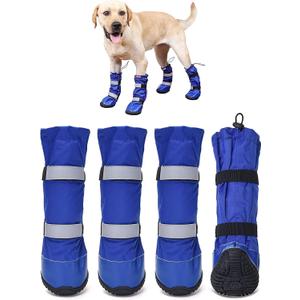Hipaw Waterproof Dog Boots for Winter Snow Rain,Non-Slip Dog Shoes for Medium to Large Dogs,Extended Cuff Paw Protectors for Outdoor Walking Hiking (XXL (Insole wide 3.5") for 115~132lb)