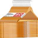 Wooden Hangers 80 Pack,Wood Hangers for Coats, Suits, Jackets, Closet & Pants Durable Premium Wood Hangers with 360-Degree Rotatable Hook and Notches, Natural