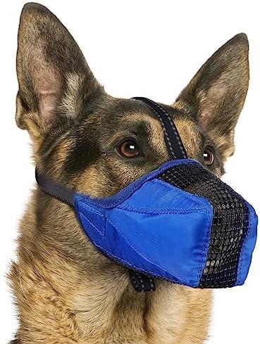 Pawfun Dog Muzzle, Soft Mesh No Barking Pet Muzzles for Small Medium Large Sized Dogs, Breathable Drinkable Dog Mouth Guard Adjustable Puppy Muzzle to Prevent Dogs Biting Chewing and Licking, M, Blue