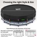 QH.HOME 550D 14 ft Pool Cover Round[Upgraded Tear Resistant & Quadruple Windproof] wth Pre-Installed Patented Winch and Rope, Pool Covers for Above Ground Pools-Snug Fit & Waterproof Protection