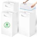 4 Pack Extra Large Disposable Trash Cans, Reusable Portable Garbage Can with Handle, 30 Gallon Extra Thick Collapsible Recycled Cardboard Garbage Can Recycling Bins for Parties,White (30x14x14 Inches)