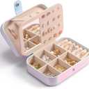 LAMU Travel Jewelry Box,Portable Jewelry Organizers and Stroage, Iridescent Rainbow Small Jewelry Case for Earrings Rings Necklaces,Travel Essentials for Women Girls Bridesmaid Gifts (Silver)