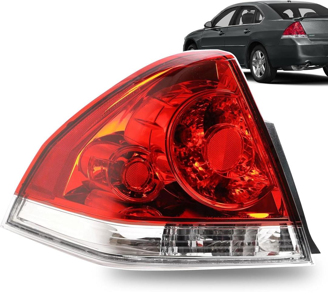 Tail Lights Compatible With 2006-2013 Chevrolet Impala 2014-2016 Chevrolet Impala Limited Rear Light Taillights Left Driver Side Replace 25971597 GM2800193(Red Lens Brake Lamp w/Bulb)