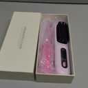 Go Brush Pro 2025 New Cordless Hair Straightener Brush - 199 Million Negative Ions, Compact & Travel-Friendly with LED Display, 4000mAh Rechargeable, Anti-Scald Mini Hot Comb for Women (Purple)