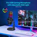 TOALLIN CM20P - USB Condenser Microphone with RGB Lights for Gaming, Streaming, Podcasting, Recording, 192kHz/24Bit, Noise Canceling & Volume Adjustable, Compatibles with Laptop/PC/Tablet/Phone, Black