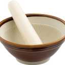 Helens Asian Kitchen Suribachi Set, Ceramic Mortar Bowl with Wooden Pestle