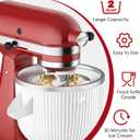 Ice Cream Maker Attachment for KitchenAid Mixers, Fits KitchenAid 4.5/5QT & 6QT Stand Mixers, Frozen Ice Cream & Sorbet Gelato Maker for KitchenAid, 2 Quart, White(Machine/Mixer Not Included)