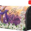 Kawani Happy Easter Purple Mailbox Covers Magnetic Spring Lilies Floral Mailbox Cover Standard Size 18 X 21 Inch Easter He is Risen Wrap Post Letter Box Decorative for Outdoor Home Garden Yard