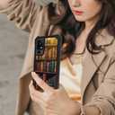 Case for TCL 40XL/TCL 40T /Jitterbug Smart 4 with Tempered Glass Screen Protector,Dual Layer Heavy Duty Shockproof TPU Bumper Raised Corner Protective Phone Case,Vintage Bookshelf