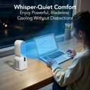 EZ-CHILL 14" Rechargeable Bladeless Tabletop Fan for Bedroom and Home, 5 Speed Settings, Display Screen, Non-Slip Feet, Ideal for Home Office, Quiet Operation, White