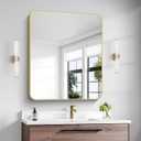 Gold Bathroom Mirror,30x36 inch Wall Mirror for Bathroom Wall Mounted,Round Rectangle Mirror for Bathroom Over Sink,Modern Frame for Home Decor Living Room,Bedroom Entryway,Horizontal/Vertical