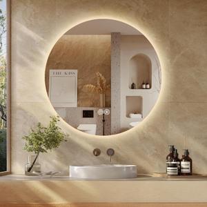 32'' Round LED Bathroom Mirror with Lights, Circle Wall Mirror with 3 Colors Dimmable, Lighted Bathroom Vanity Mirror for Wall, Anti-Fog, Memory, Waterproof, Shatter-Proof