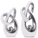 LINYTHER White and Silver Decor Desk Sculpture Home Decor Large, Abstract Modern Art Gold Knot Knick Knacks for Shelves, Coffee Table Dining Table, Mantle Cabinet TV Stand Christmas Centerpiece