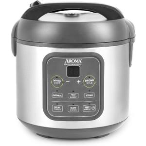 AROMA Professional Digital Rice Cooker, Multicooker, 4-Cup (Uncooked) / 8-Cup (Cooked), Steamer, Slow Cooker, Grain Cooker, 2Qt, Stainless Steel Exterior, ARC-994SG