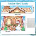 3PCS Christmas Gingerbread House Door Cover Banner Gingerbread House Man Classroom Door Decorations Banner for Outside Holiday Christmas Snowman Wall Porch Sign Background Decor