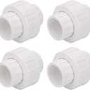 4Pcs 1" PVC Union Coupling Pipe Fitting (Socket x Socket) 1Inch PVC Slip Union PVC Adapter Coupling Schedule 40, EPDM O-Ring, White