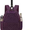 Sucipi Tennis Bags for Women, Quilted Tennis Racket Bag Backpack for Tennis Racquet, Pickleball Paddles, Badminton (Medium, Purple)