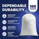 Plasticplace 6 Gallon Trash Bags White Drawstring Garbage Can Liners, 17 x 20, 100 Count, for Bathroom Kitchen Office Car Small Trash Bags, Leak-Proof & Tear-Resistant