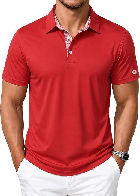SWISSWELL Mens Long Sleeve Shirts Button Down Business Casual Shirt, Red Large