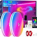 Cozylady 40Ft (20Ft *2 Rolls) RGB LED Neon Rope Lights for Bedroom, 12m LED Strip Lamp with Double Sided Adhesive Tape, App/Remote Control DIY Lights Decorate The Outdoor and Indoor of Your Home