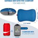Hikenture Camping Pillow with Removable Cover - Ultralight Inflatable Pillow for Neck Lumbar Support - Upgrade Backpacking Pillow - Washable Travel Air Pillows for Camping, Hiking, Backpacking (Blue)