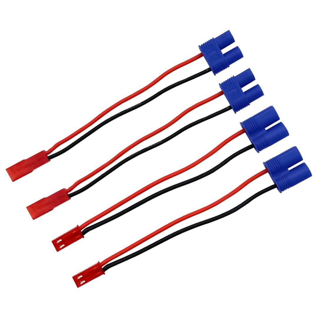 2pairs JST to EC3 Male Female Lipo Battery Connectors Adapter with 10cm 20awg Wire for RC FPV Racing Drone Multicopter Quadcopter Gimbal Aerial Camera RC Cars