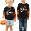 Toddler Halloween Shirts Boys Girls Spooky Pumpkin Skeleton Graphic Sweatshirt Halloween Kids Long Sleeve Tops 2-9 Years (Orange)