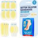 Dr. Frederick's Original Better Blister Bandages - 12ct - Water Resistant - 40% More Cushioning - Hydrocolloid Bandages for Foot, Toe, & Heel - Blister Pads for Prevention & Recovery - Variety Pack