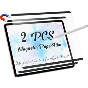Peslv 2 Pack Magnetic PaperFilm for iPad 9th & 7th Generation, iPad Air 3 & iPad Pro 10.5in - 10.2 Inch Feel Like Writing/Drawing on Paper, Removable Matte Anti-Glare Blue Light Screen Protector
