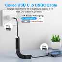 USB C to C Cable 3ft 2Pack Coiled USB C Charger Cable for Car Type C Fast Charging Cable for iPhone 17/16/15/Plus/Pro/Pro Max/Samsung Galaxy S23
