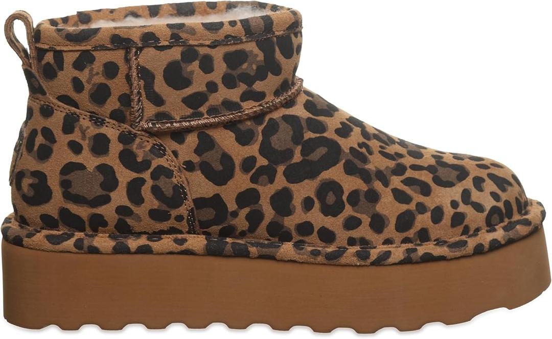 BEARPAW Women's Retro Shorty Exotic Tobacco Leopard Boot, 9