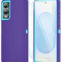 ONOLA Compatible with Samsung Galaxy S25 Edge Case with HD Screen Protector, Heavy Duty Shockproof & Dropproof 3-Layer Cover Phone Case for Galaxy S25 Edge (Purple/SkyBlue)