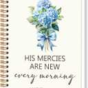 TWRVI Blue Hydrangea Christian Spiral Notebook, Religious College Ruled Notebook Journal for School Office Supplies, His Mercies Are New Every Morning Bible Journaling Notebooks 5.5"x8.3" 164 Pages