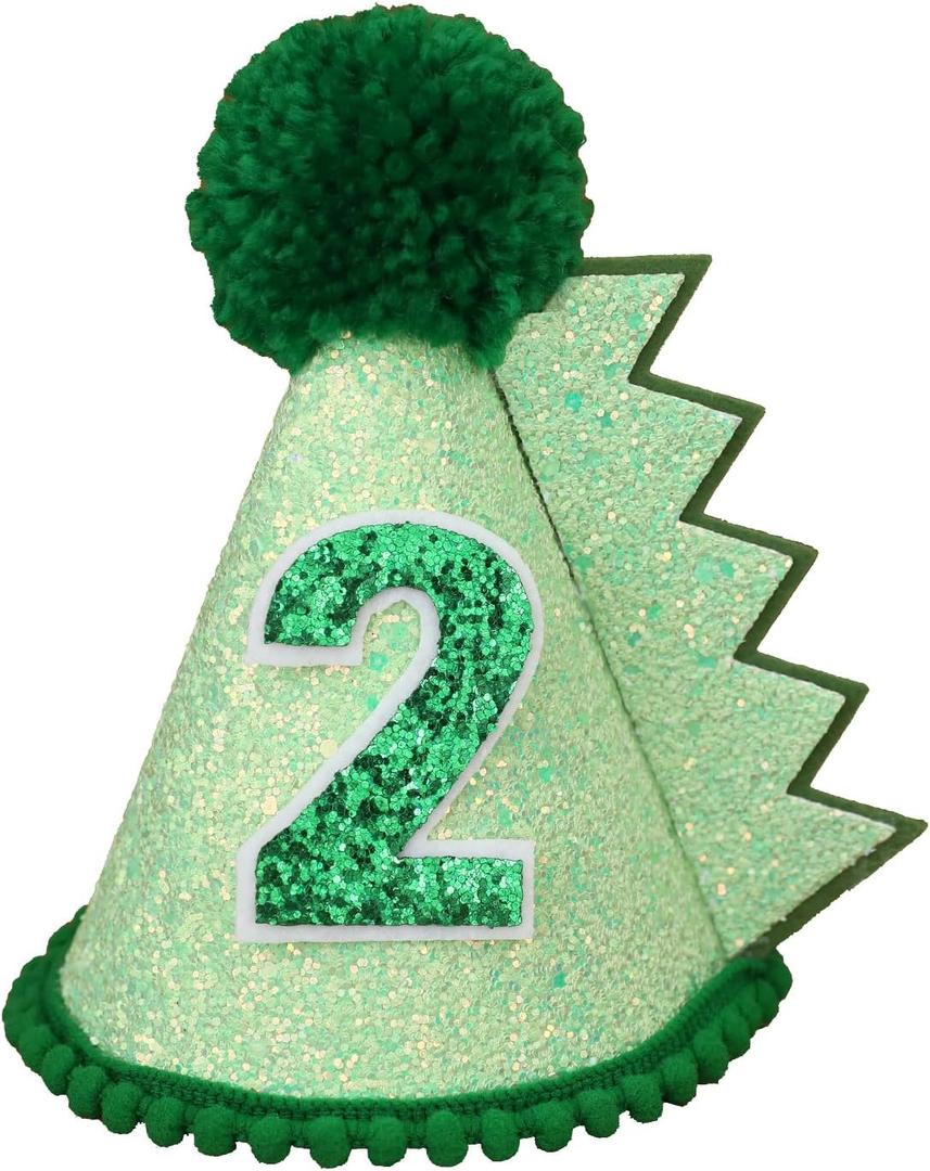 Dinosaur 2nd Birthday Hat Green Dino Theme First Party Decoartion Favors For Boy