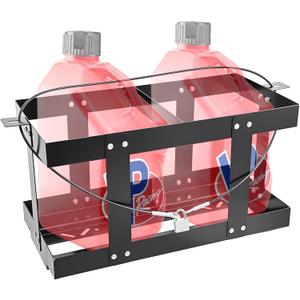 Fuel Jug Holder, Fits Two or Three 5 Gallon Gas Cans, Heavy-Duty Trailer Gas Can Mount Compatible with VP Racing Fuel Jug 5.5 Gallon(11"*11"), All-Metal Fuel Can Rack with Lock Cable & U-Bolts (2 Cans)