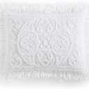 Beatrice Home Fashions Medallion Chenille Bedspread, Standard Sham, White