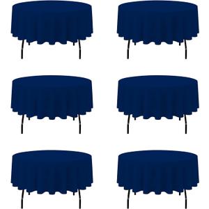 BRILLMAX 6 Pack Navy Blue 70 Inch Round Tablecloths Fit 30" to 54" Tables (8-20" Drop) - Circle Bulk Linen Polyester Fabric Washable Cloth Cover for Wedding Reception Banquet Birthday Party Buffet