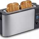 Elite Gourmet ECT3200 2-Slice, 1 Long Slot, Slim Toaster, Reheat, 6 Toast Settings, Defrost, Cancel Functions, Built-in Warming Rack, Extra Wide Slots for Bagels Waffles, Stainless Steel & Black